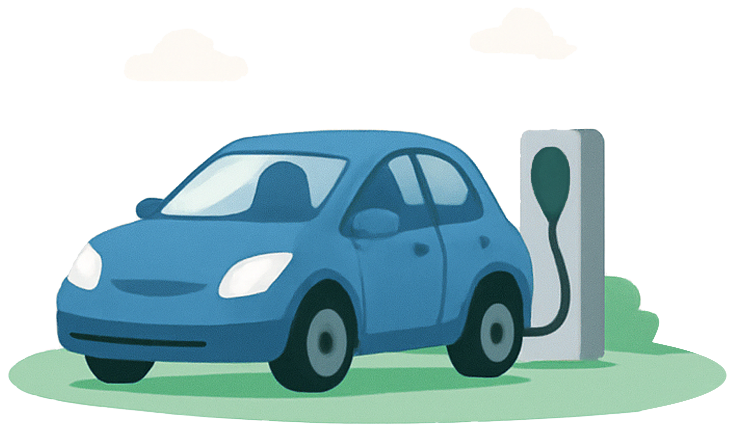 Illustration of Blue Car Charging